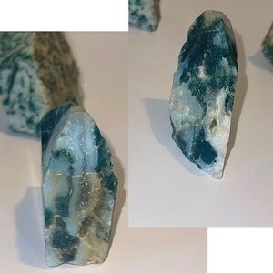 Raw Green Moss Agate Free Form w/ RARE Lavender Chalcedony